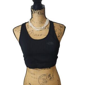 The North Face Womens Sports Bra Sz L Black Racerback Half Dome Athletic Sports